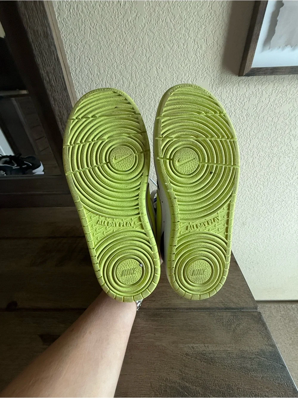 Nike White, Royal Blue & Neon Green Mid-Top Sneakers